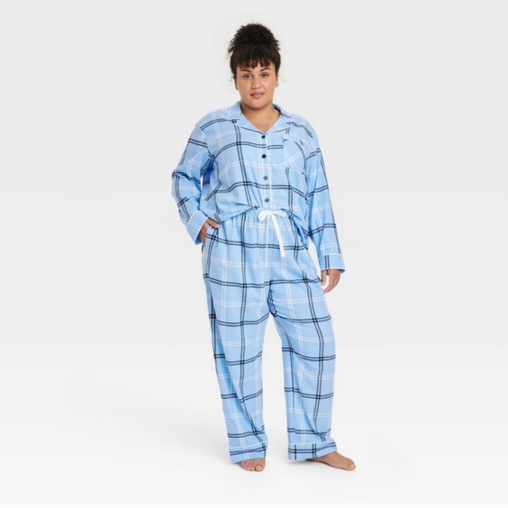 Wondershop Plaid Flannel 2pc Pajama Set, Blue - Various Sz 1x, 2x NWT